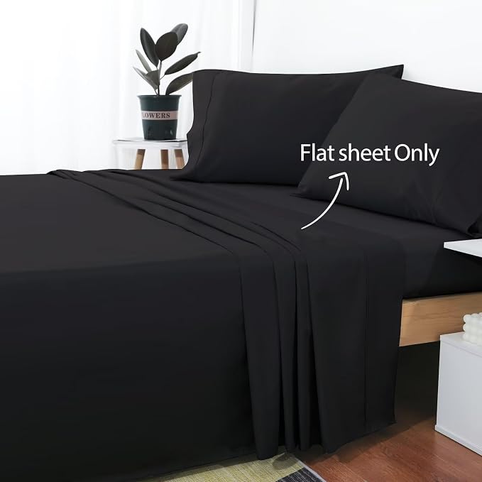 2-Pack Cotton Queen Flat Sheet Only, 600 Thread Count 100% Egyptian Cotton Top - Image 2