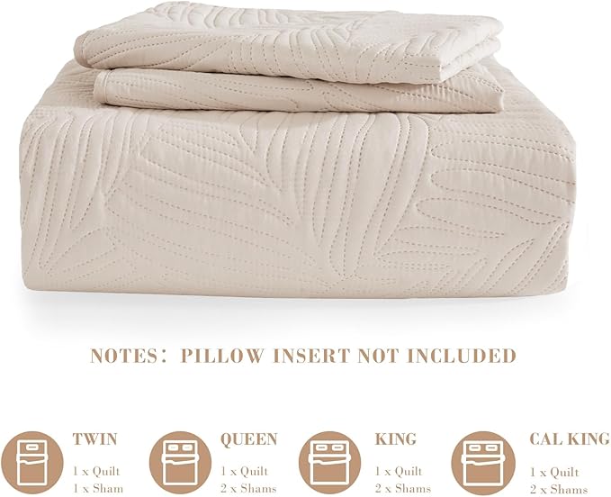 Exclusivo Mezcla King Size Quilt Bedding Set, Lightweight Brich Beige Quilts - Image 6
