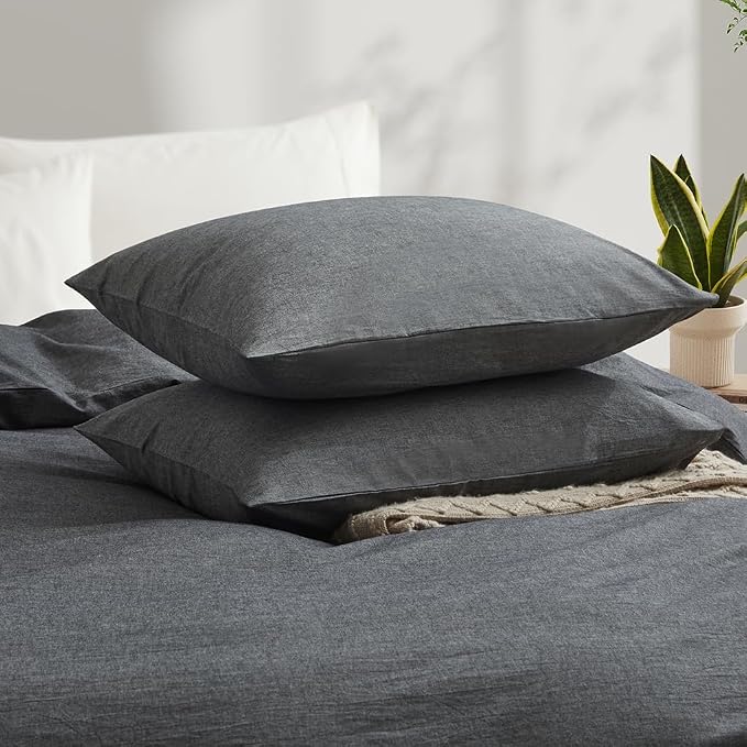 LOVQUE 100% Washed Cotton Duvet Cover Set, Linen Like Natural Bedding Set - Image 3