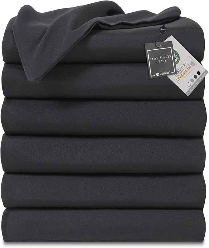 Lavisun Full Flat Sheets 6 Pack, Soft & Breathable Bulk Sheets by Lavisun