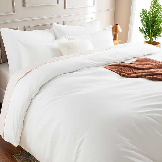 NEXHOME PRO Duvet Cover Set 100% Washed Cotton Oversized King 120"x98" Linen - Image 4