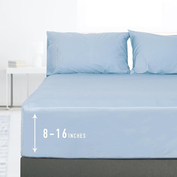 Sunflower Queen Fitted Sheet, 1-Piece Deep Pocket Fitted Bottom Sheet 16" by SunflowerHometexUS