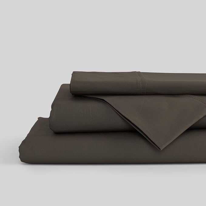 Linen Home 100% Cotton Percale Sheets King Size, Smoky Charcoal, Deep Pocket by LINENHOME