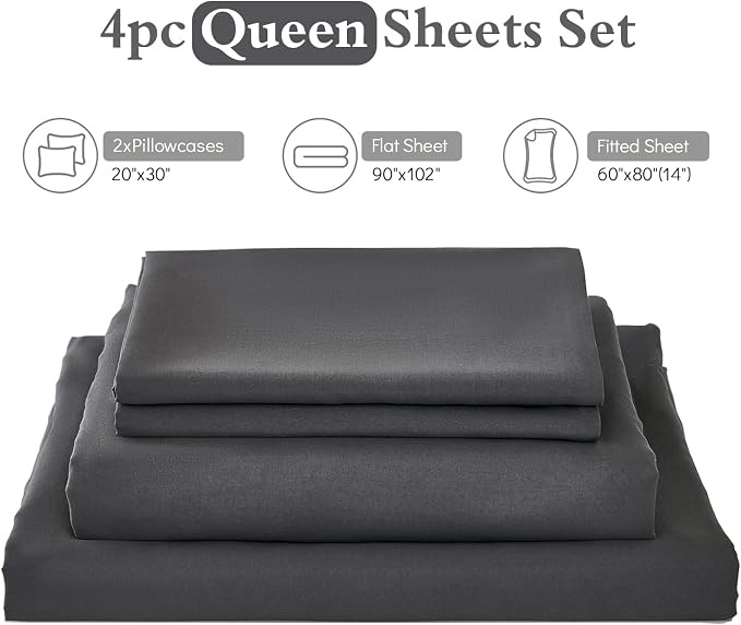 ILAVANDE Grey Sheets Set, Super Soft Microfiber Bed Sheets Set-Wrinkle Free & - Image 2