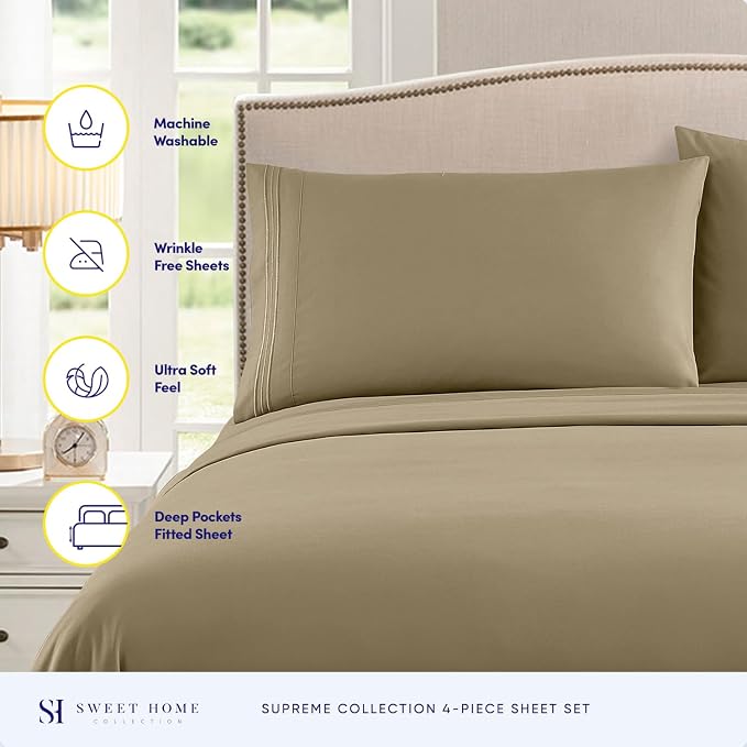 Twin Sheets - Breathable Luxury Sheets - 1800 Supreme Collection Extra Soft - Image 2