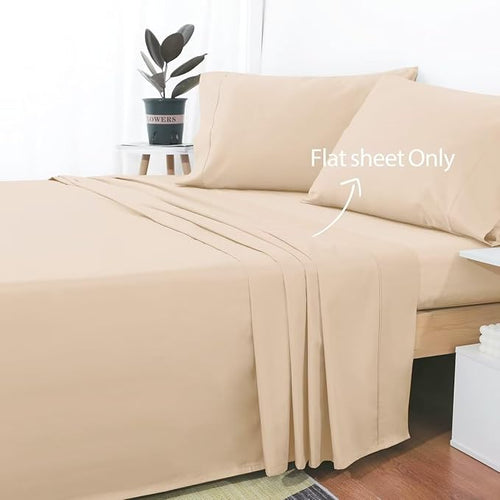 2-Pack Cotton Twin Flat Sheet Only, 600 Thread Count 100% Egyptian Cotton Top - Image 2