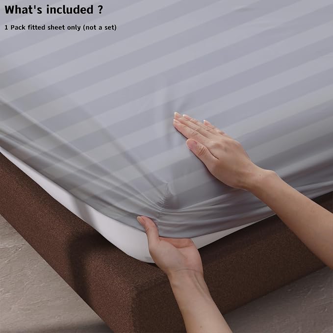 100% Egyptian Cotton Fitted Sheet Queen Size, 600 Thread Count, Single Fitted - Image 4