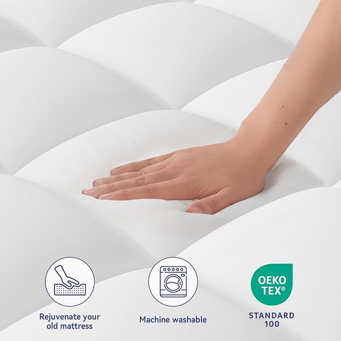 ELEMUSE Full Mattress Topper for Back Pain, Extra Thick Mattress Pad Cover - Image 3