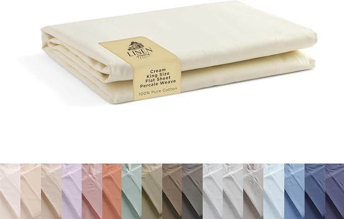 Linen Home 100% Cotton Percale 1 Flat Sheet, King Size by LINENHOME