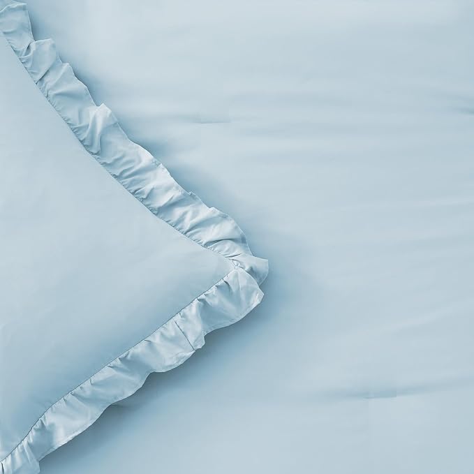 FUANNA Queen Comforter Set Light Blue, 3 Pieces Ruffle Queen Bed Set, Fluffy - Image 8