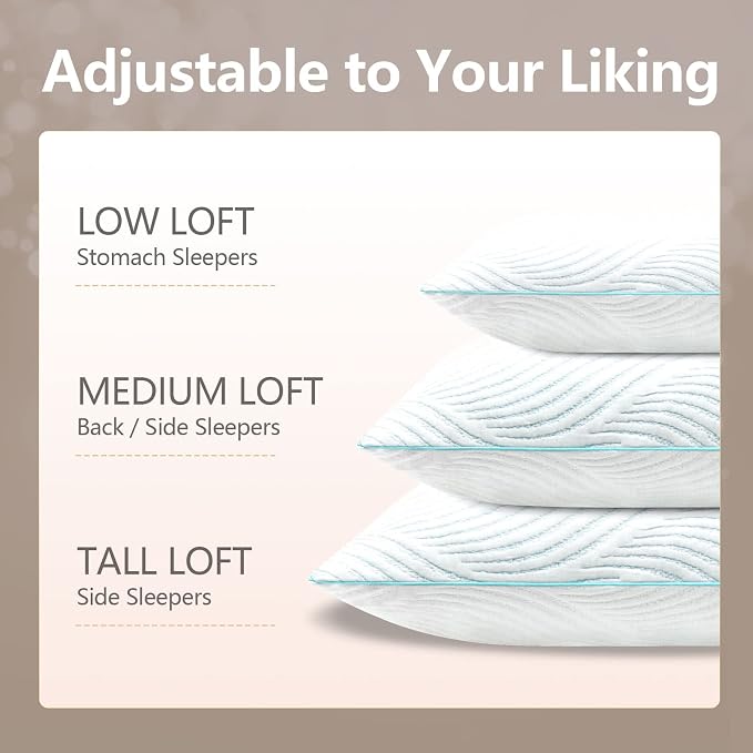 Pillows Queen Size Set of 2 Cooling Memory Foam Pillows - Image 5