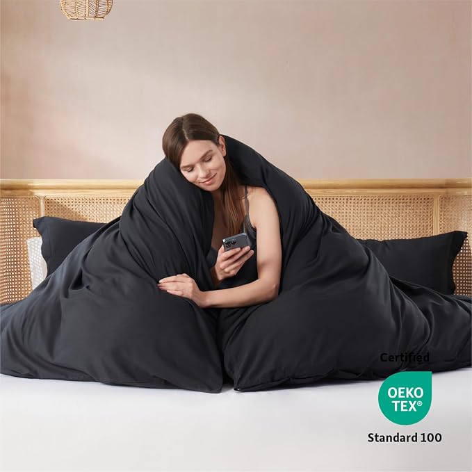 Nestl Black California King Duvet Cover Sets - Image 3