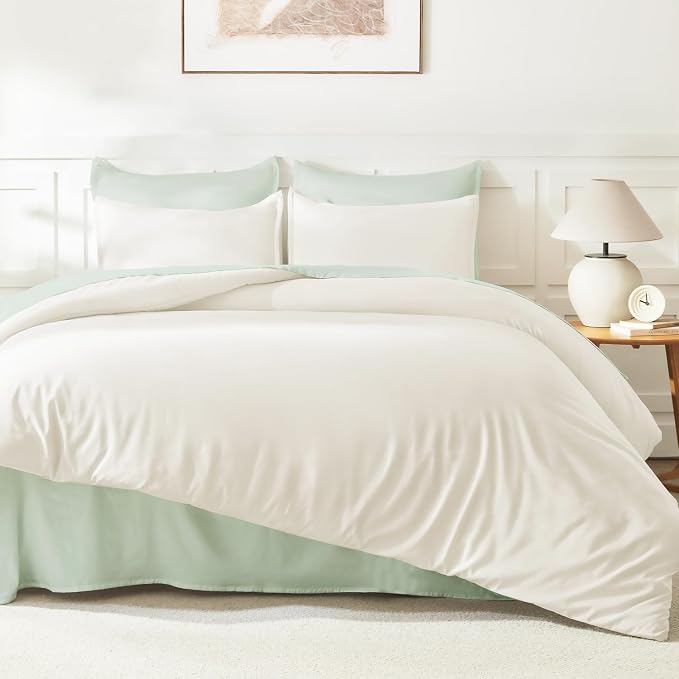 Litanika Ivory Comforter Set King Size, 3 Pieces Lightweight Solid Bedding - Image 6