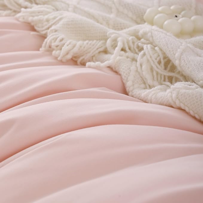 ROSGONIA King Size Comforter Set Blush - Image 6