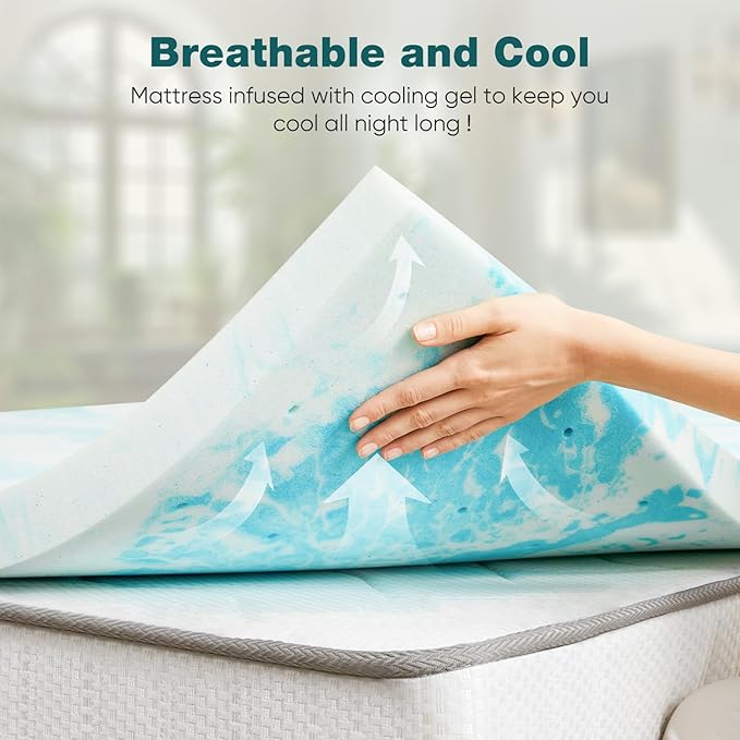 Sweetcrispy Mattress Topper Queen, Memory Foam 4 Inch Thick Gel Infused Cooling - Image 4