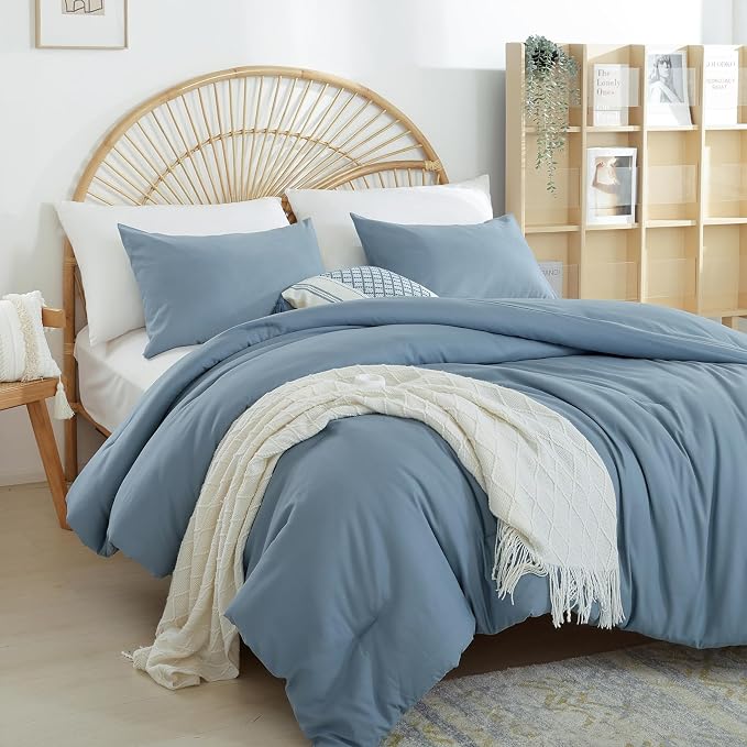 Weigelia Boho Dusty Blue 3PCS Microfiber Bed Comforter Set - Image 5