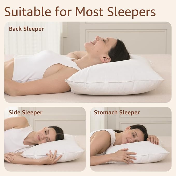 Luxury Feathers Down Pillow King Size, Hotel Quality Fluffy Bed Pillow - Image 3