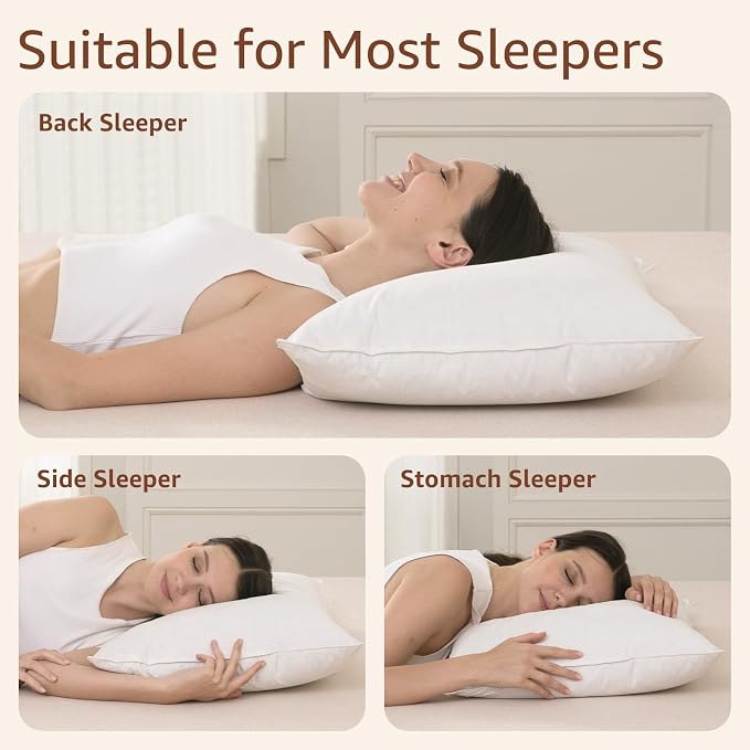 Luxury Feathers Down Pillow Queen/Standard Size, Hotel Quality Fluffy Bed Pillow - Image 3