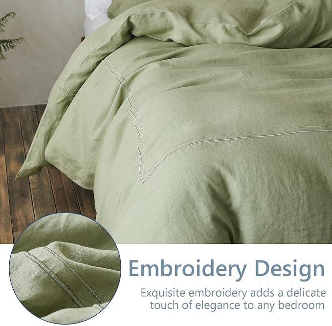 Simple&Opulence 100% Washed Linen Duvet Cover Set 68"x86" - Image 2