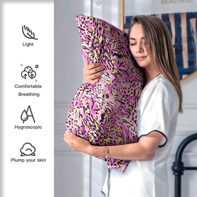 Mulberry Silk Pillowcase for Hair and Skin King Size Leopard Print Silk Pillow - Image 5