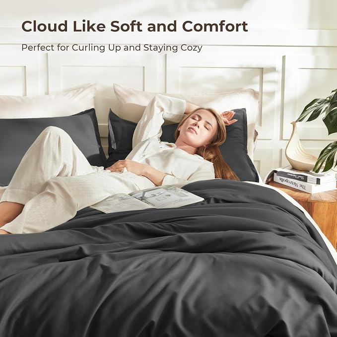 Litanika Oversized King Comforters Dark Grey Super King Size, 3 Pieces - Image 2