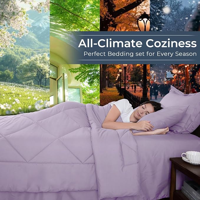 HEVUMYI Light Purple California King Comforter Set - Image 3