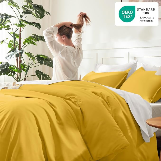 Litanika Comforters Twin XL Size Mustard Yellow, 2 Pieces Lightweight Solid - Image 4
