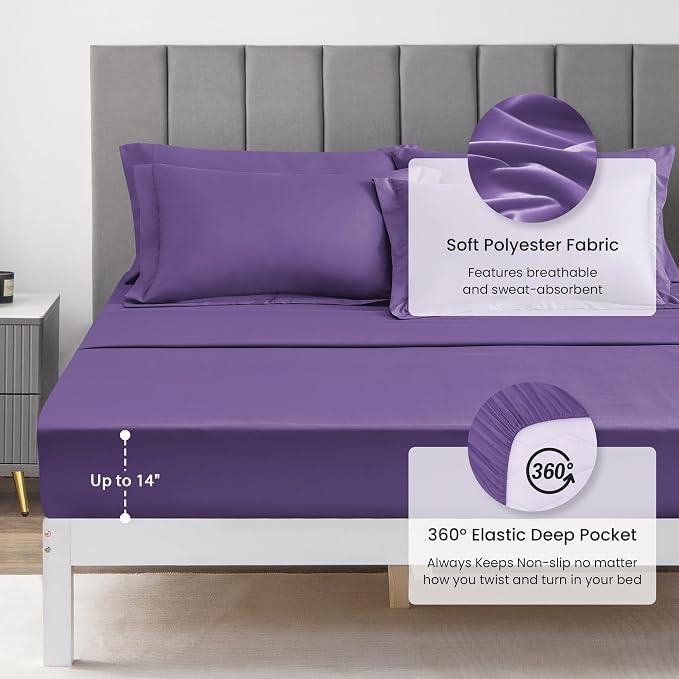 Love's cabin King Size Comforter Set Purple, 7 Pieces King Bed in a Bag - Image 4