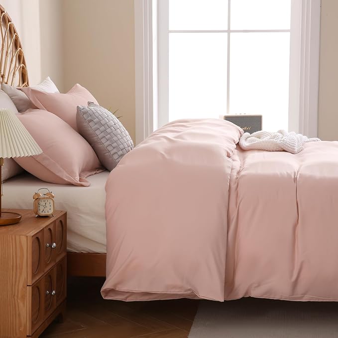 JSD Dusty Pink Duvet Cover Set Twin Size, 2 Piece Microfiber Kids Duvet Cover - Image 7