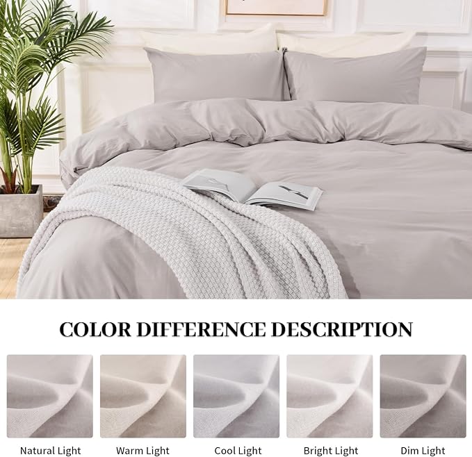 NEXHOME PRO Duvet Cover Queen Size, 100% Washed Cotton Orgnic Linen Like - Image 7