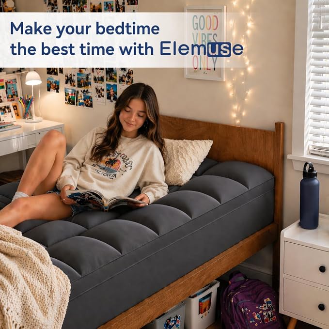 ELEMUSE Twin Grey Mattress Topper - Image 5