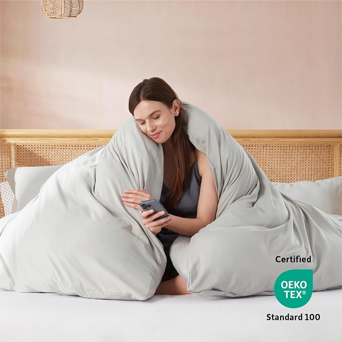 Nestl Light Grey Duvet Cover Queen Size - Image 3