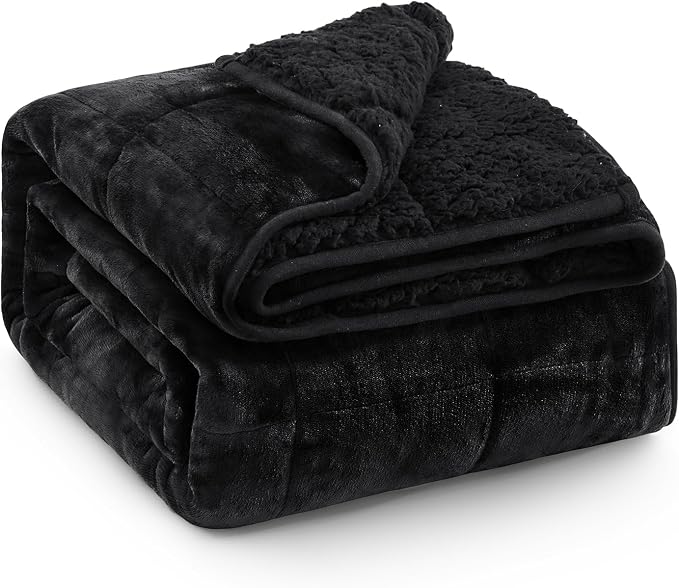 Super Fuzzy Soft Sherpa Fleece Weighted Blanket, 12 lbs Dual Sided Fluffy Heavy by EazfyPro