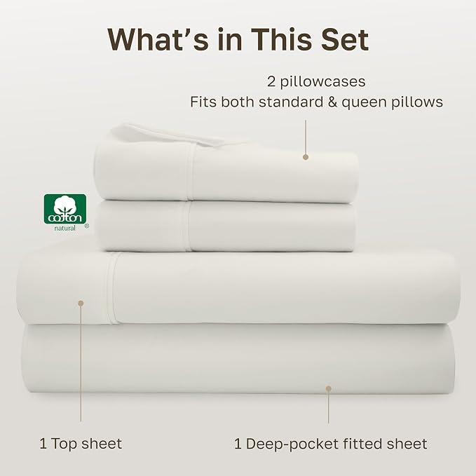 California Design Den Soft 100% Cotton Queen Sheet Set, 400 Thread Count Good - Image 4