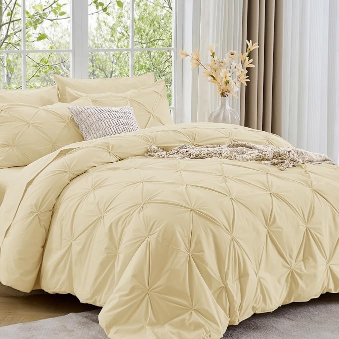 Sasttie Full Size Comforter Set, 7-Piece Bed in a Bag, Pintuck Bedding Set by SASTTIE