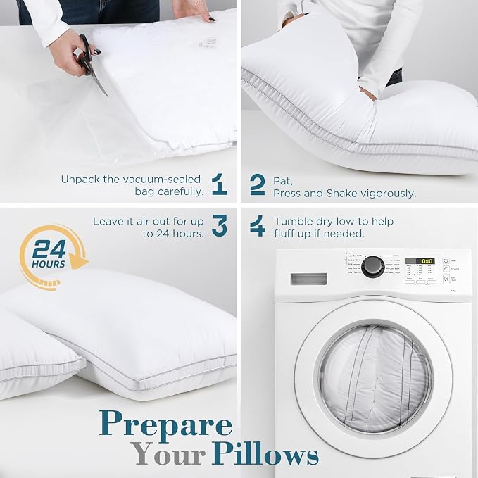 viewstar Bed Pillows Set of 2, Hotel Quality Cooling Down Alternative Gusseted - Image 9