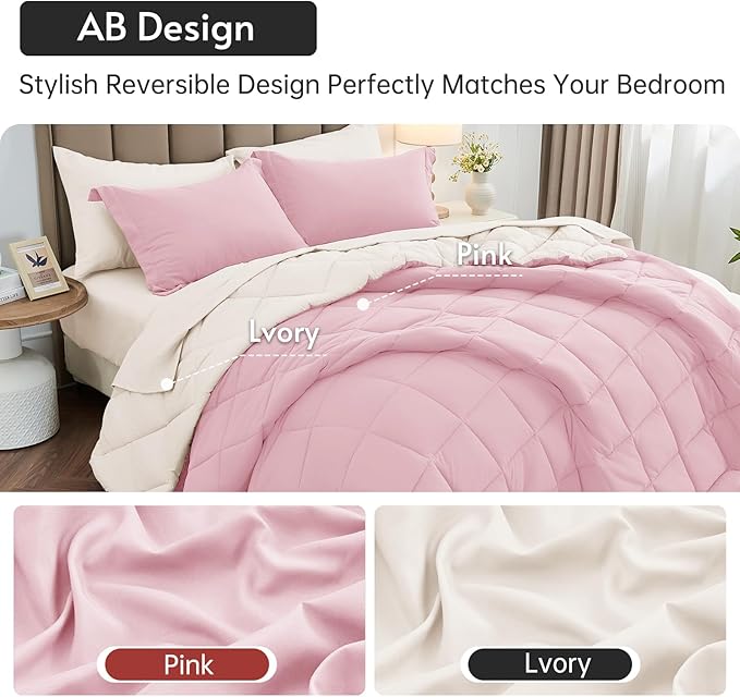 MUXHOMO 7 Pieces California King Comforter Set, Reversible Bed in a Bag Cal - Image 3
