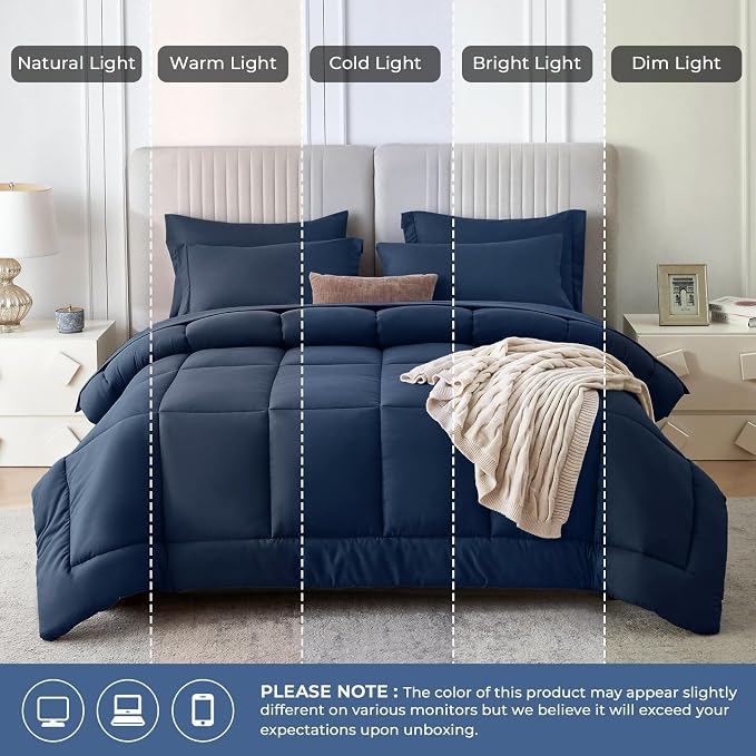 Sasttie Queen Comforter Set, Complete Bedding Set Includes Comforter, Flat Sheet - Image 9