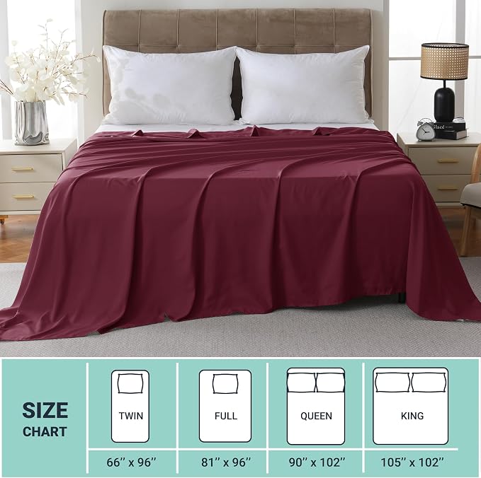 ZPECC Twin Flat Sheet Only 1 Pack, Durable Burgundy Top Bed Sheets - Image 5
