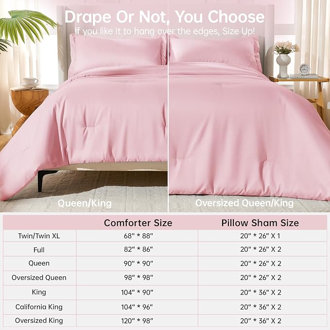 MUXHOMO Pink Full Comforter Sets, All Season Ultra Soft Down Alternative Bedding - Image 8