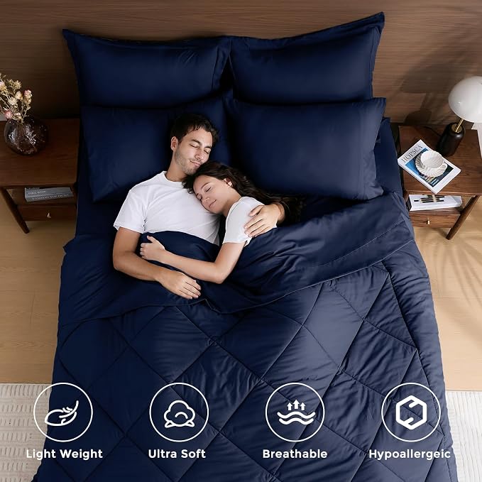 HEVUMYI Navy Blue Queen Comforter Set - Image 2