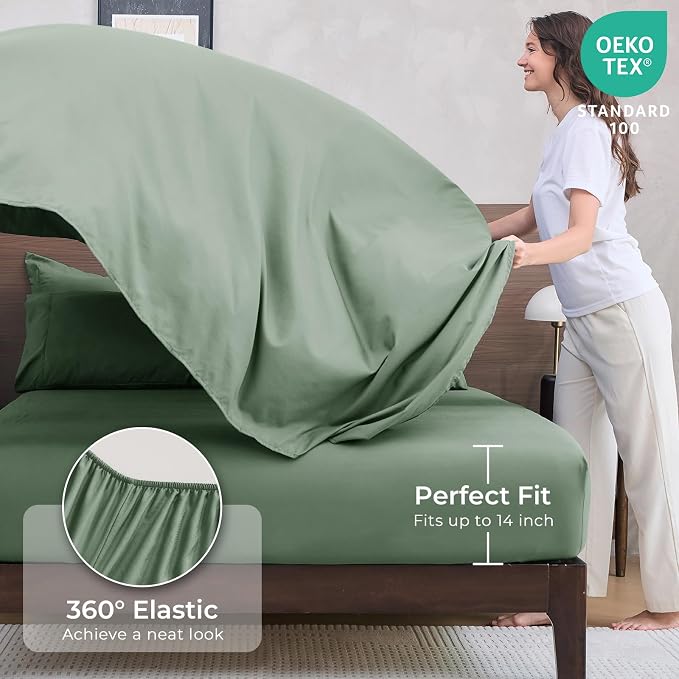 HEVUMYI Sage Green California King Comforter Set - Image 5