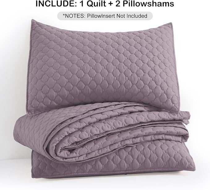 HORIMOTE HOME Quilt Queen Size Grayish Purple, Lightweight Quilts - Image 7