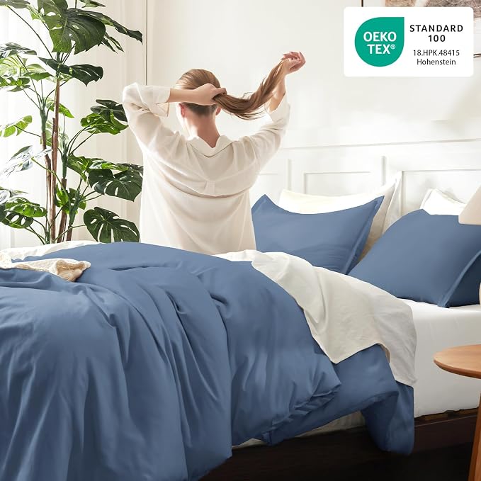 Litanika Haze Blue Twin/Twin XL Comforter Set, 2 Pieces Lightweight Solid - Image 4