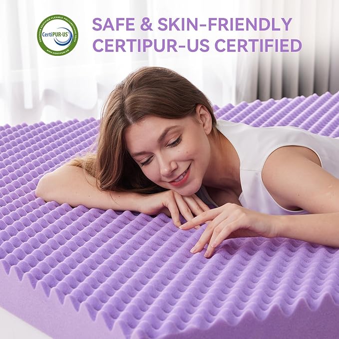 SINWEEK 1.5 Inch Egg Crate Memory Foam Mattress Topper Queen Size, Soft - Image 5