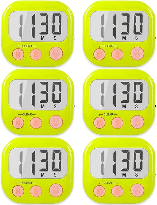 6 Pack Digital Kitchen Timers for Cooking Magnetic Timer for Cooking Loud Alarm by AOUCE