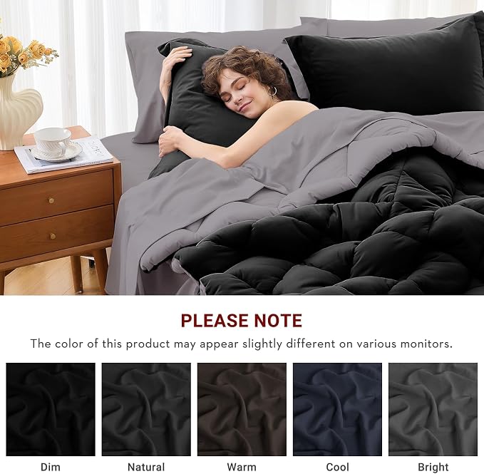 MUXHOMO 5 Pieces Twin Comforter Set, Reversible Bed in a Bag Twin Size - Image 4