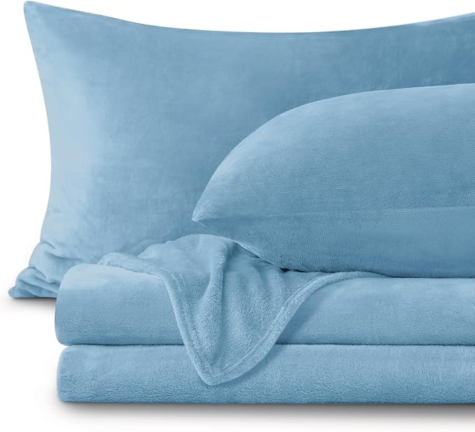 BEDELITE Flannel Sheets Queen Size Forever Blue by BEDELITE