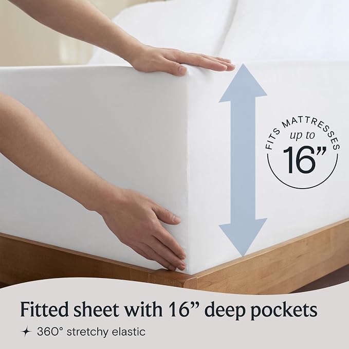 LuxClub 4 PC California King Sheet Set, Deep Pockets Wrinkle Free Cooling Bed - Image 6