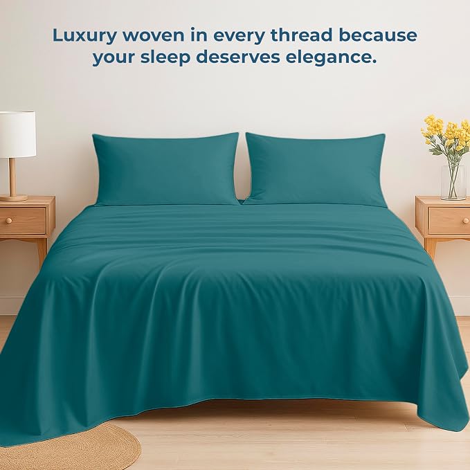 Royale Linens 100% Organic Cotton Queen Flat Sheet Only - Image 6